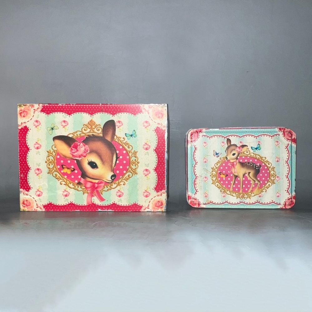 Set of 2 Spring Deer Tins
